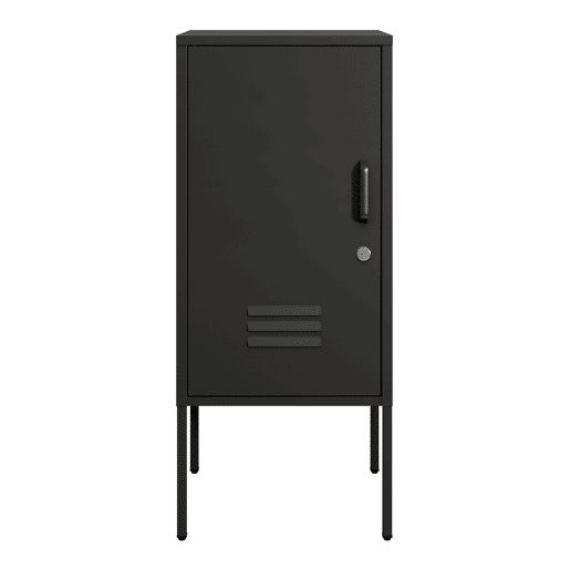 Mesa de cabeceira Hausjärvi com fechadura e ranhuras de ventilação 85 x 35 x 35 cm aço - Preto en.casa