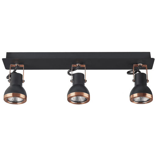Candeeiro com 3 focos BARO Ajustável Metal Preto