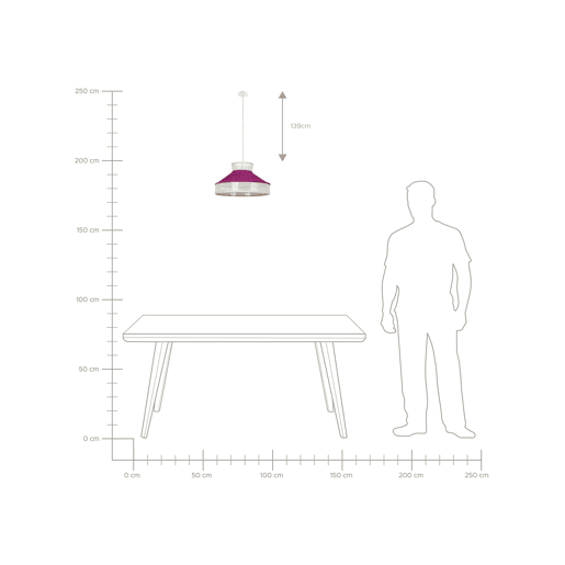 Candeeiro suspenso BATALI Rattan Fucsia