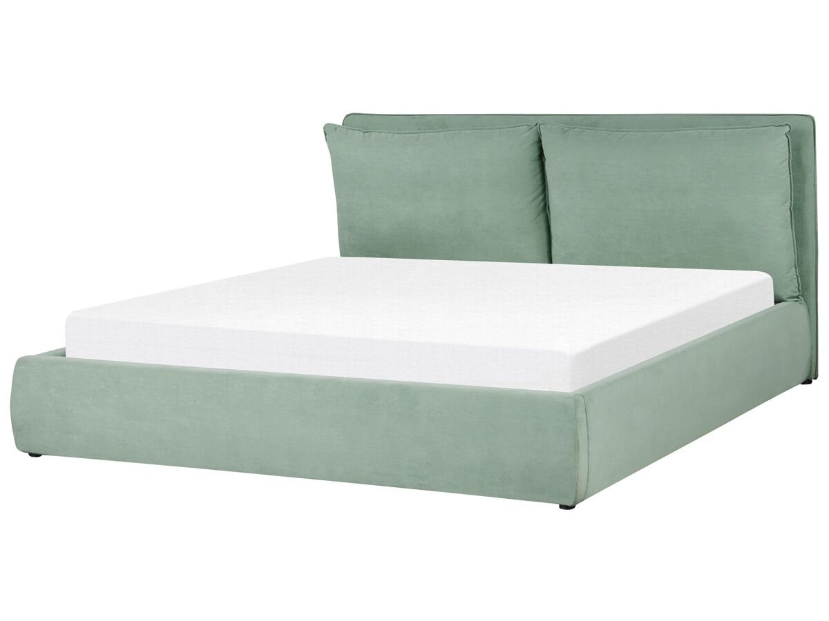 Beliani Cama con almacenaje Terciopelo BAJONNA 204x235 Verde