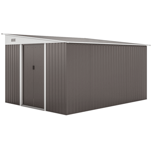 Outsunny Abrigo de Jardim 280x345x201 cm 8,9 m² Abrigo de Exterior de Aço para Armazenamento de Ferramentas com Portas e 2 Janelas Cinza