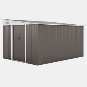 Outsunny Abrigo de Jardim 280x345x201 cm 8,9 m² Abrigo de Exterior de Aço para Armazenamento de Ferramentas com Portas e 2 Janelas Cinza