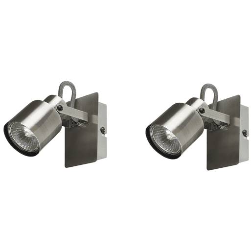 Conjunto de 2 candeeiros de foco BONTE Ajustável Metal Prateado
