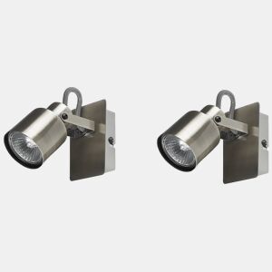 Conjunto de 2 candeeiros de foco BONTE Ajustável Metal Prateado