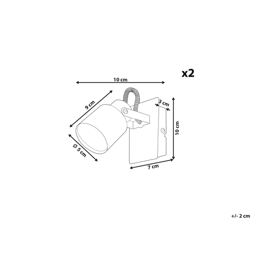 Conjunto de 2 candeeiros de foco BONTE Ajustável Metal Prateado