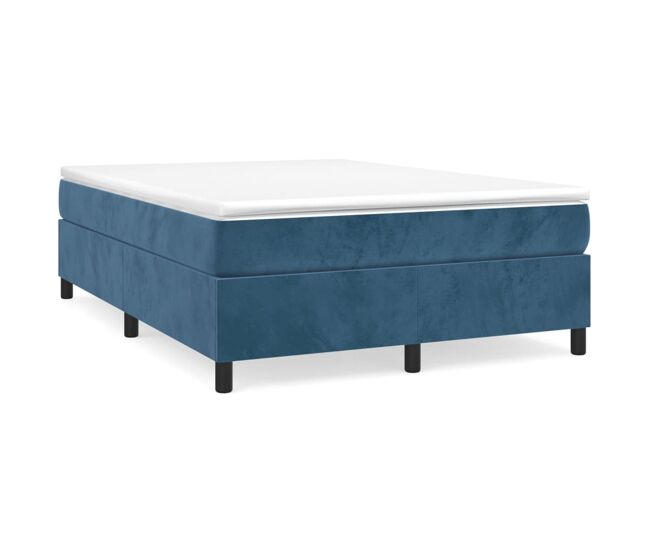 Cama box spring con colchón terciopelo azul oscuro 140x200 cm