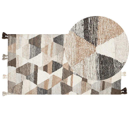 Tapete ARGAVAND Creme 80 x 150 cm Lã Kilim