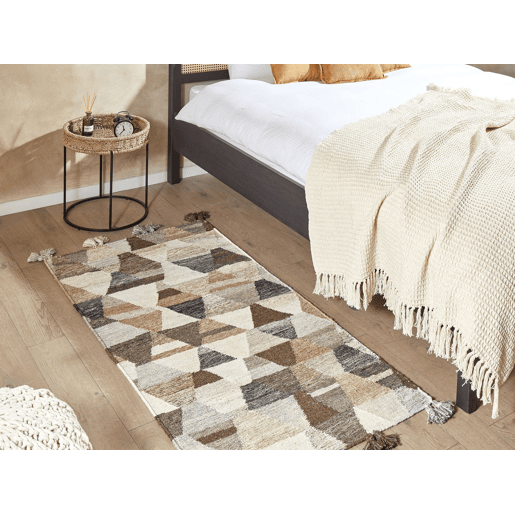 Tapete ARGAVAND Creme 80 x 150 cm Lã Kilim