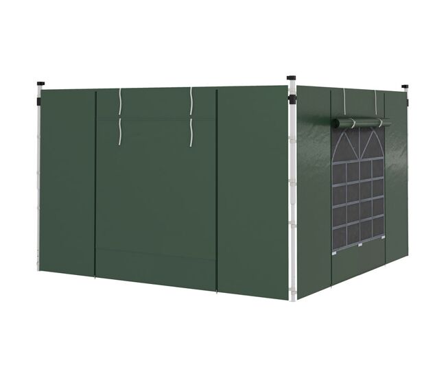 Outsunny 2 paredes laterales para carpas de 3 x 3 / 3 x 6 m, 300x200 cm, paredes laterales de repuesto para cenador de tela oxford con ventana enrollable y puerta con cremallera, para fiestas, verde