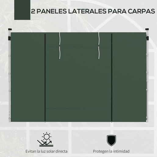 Outsunny 2 Paredes Laterais para Tendas de 3 x 3  3 x 6 m, 300x200 cm, Paredes Laterais de Substituição para Pavilhão de Tecido Oxford com Janela e Porta Enrolável com Fecho de Correr, para Festas, Verde