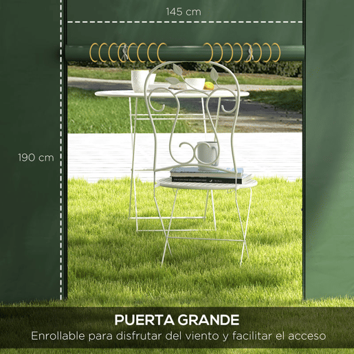 Outsunny 2 Paredes Laterais para Tendas de 3 x 3  3 x 6 m, 300x200 cm, Paredes Laterais de Substituição para Pavilhão de Tecido Oxford com Janela e Porta Enrolável com Fecho de Correr, para Festas, Verde