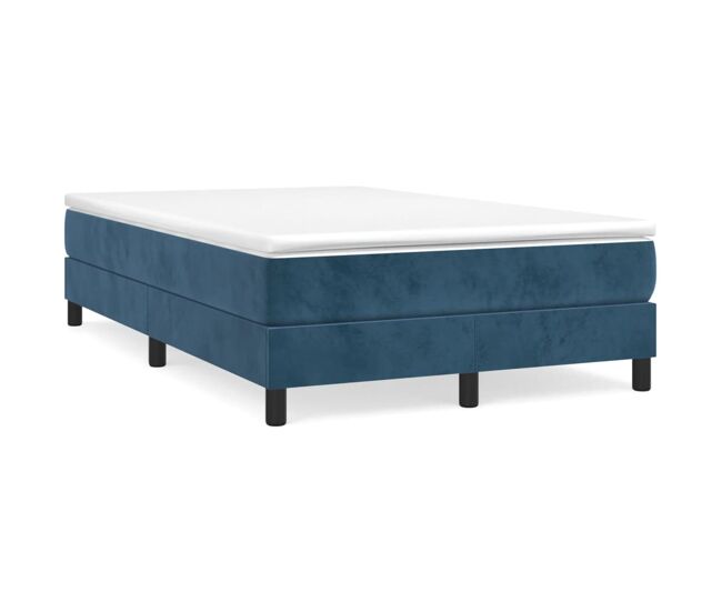 Cama box spring con colchón terciopelo azul oscuro 120x200 cm