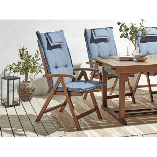 Conjunto de 6 cadeiras de jardim com almofadas AMANTEA Madeira de acácia Azul
