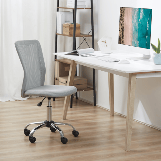 Vinsetto Cadeira de Escritório de Malha Cadeira de Escritório Giratória sem Apoio para os Braços com Altura Ajustável Carga Máxima 100 kg para Escritório Dormitório 43x58x90-100 cm Cinza