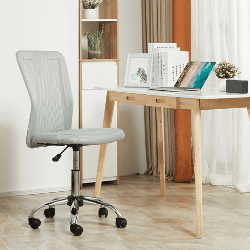 Vinsetto Cadeira de Escritório de Malha Cadeira de Escritório Giratória sem Apoio para os Braços com Altura Ajustável Carga Máxima 100 kg para Escritório Dormitório 43x58x90-100 cm Cinza