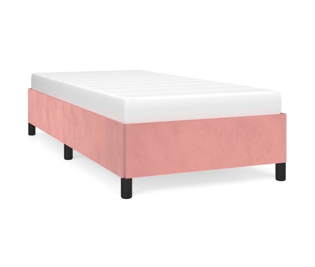 Estructura de cama de terciopelo rosa 90x200 cm