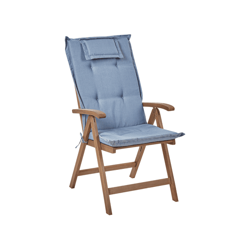 Conjunto de 2 cadeiras de jardim com almofadas AMANTEA Madeira de acácia Azul