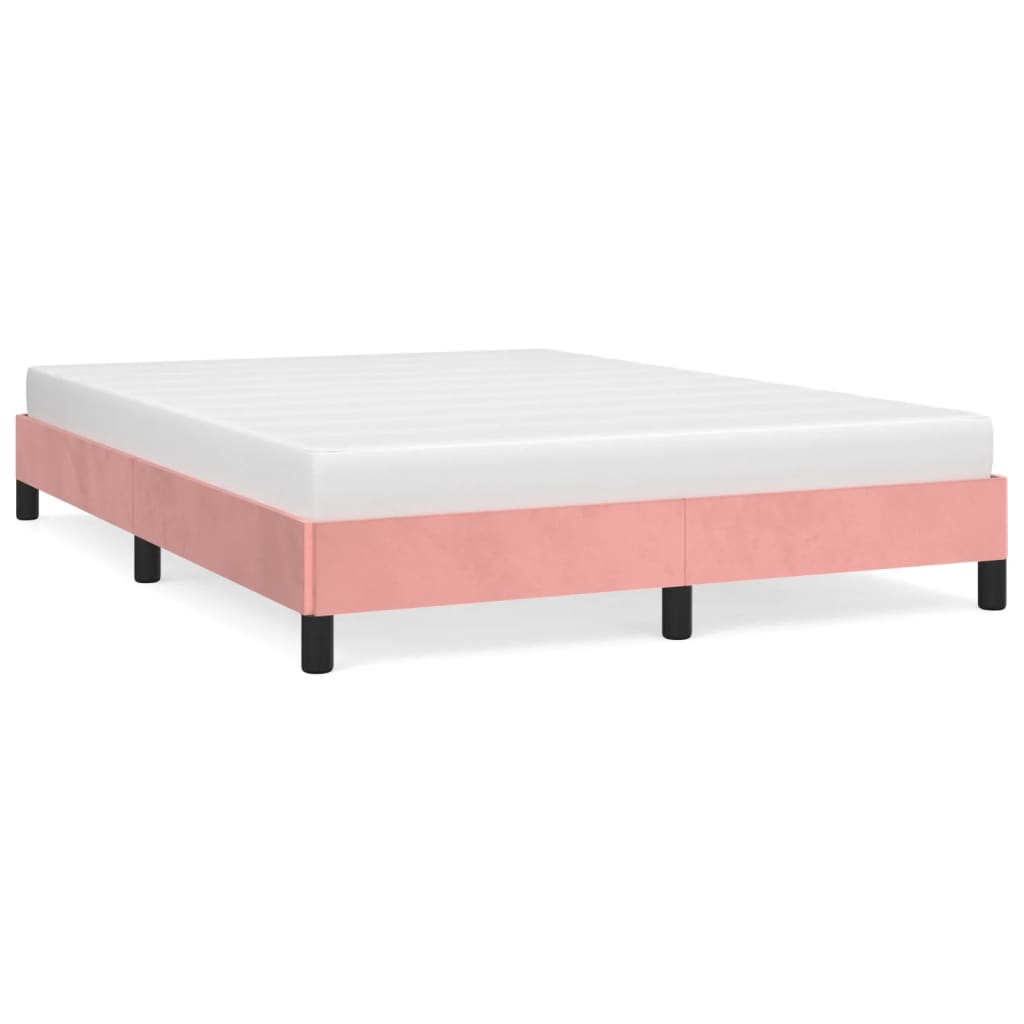 Estructura de cama de terciopelo rosa 140x200 cm