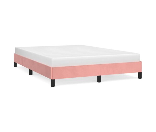 Estructura de cama de terciopelo rosa 140x200 cm