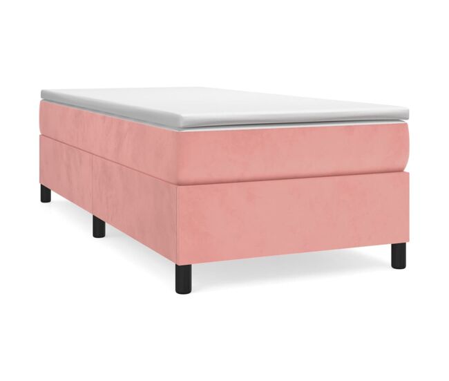 Cama box spring con colchón terciopelo rosa 100x200 cm