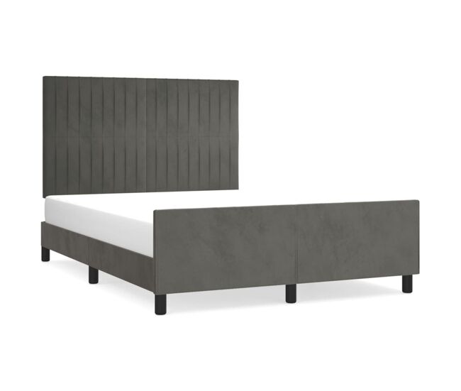 Estructura cama con cabecero terciopelo gris oscuro 140x200 cm rayas verticales