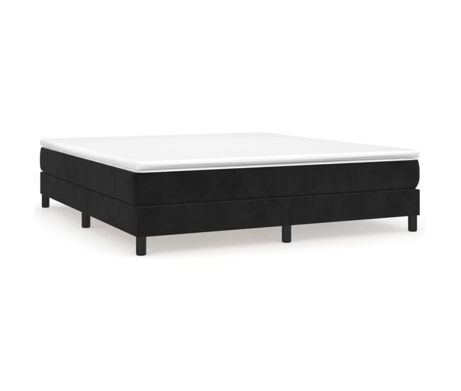 Cama box spring con colchón terciopelo negro 180x200 cm
