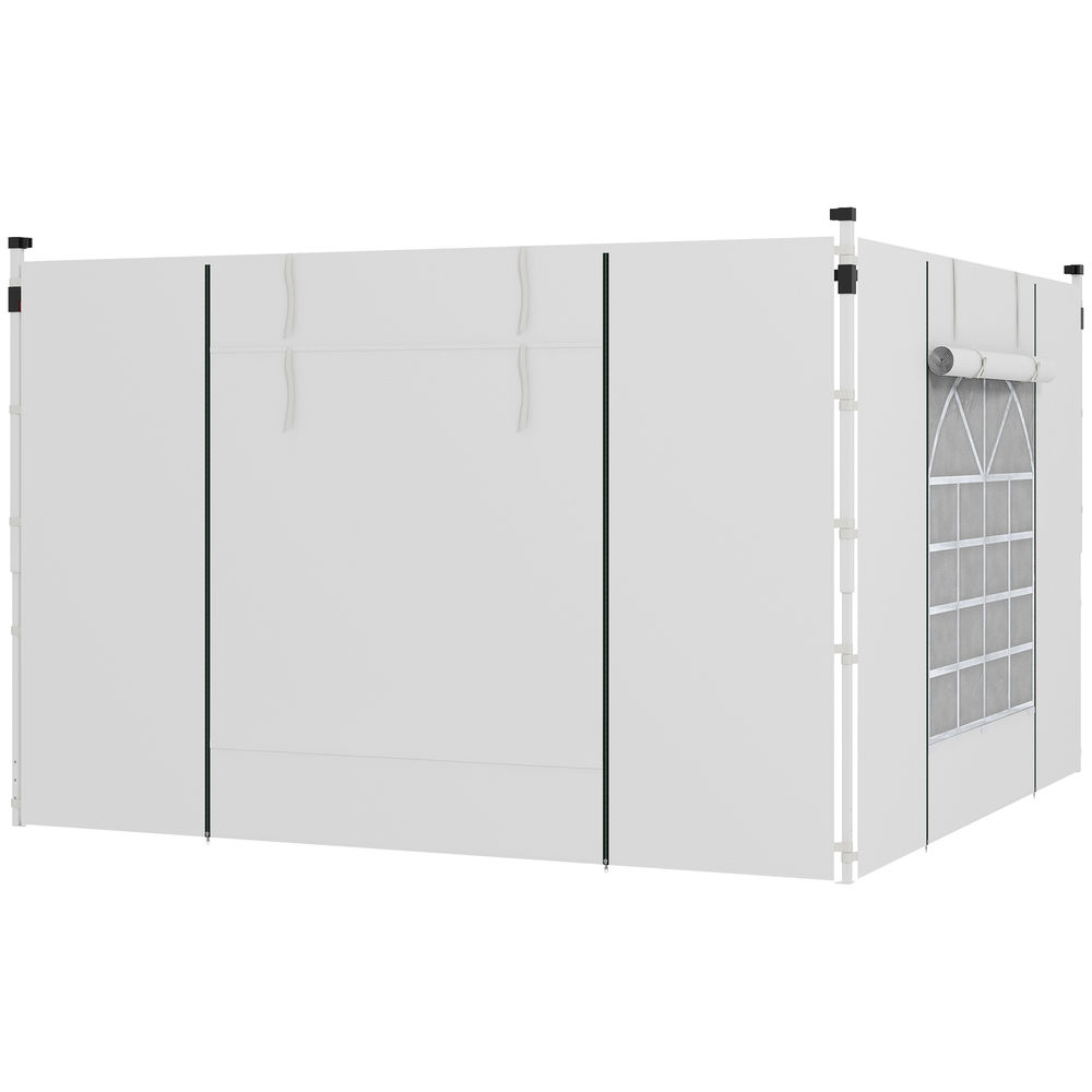 Outsunny 2 paredes laterales para carpas de 3 x 3 / 3 x 6 m, 300x200 cm, paredes laterales de repuesto para cenador de tela oxford con ventana enrollable y puerta con cremallera, para fiestas, blanco
