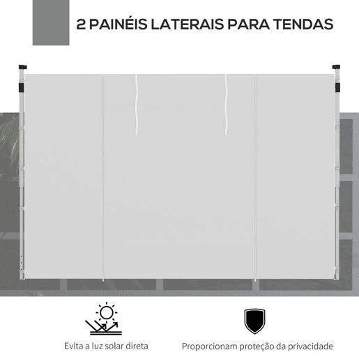 Outsunny 2 Paredes Laterais para Tendas de 3 x 3  3 x 6 m, 295x195 cm, Laterais de Reposição para Pavilhões em Tecido Oxford com Janela Enrolável e Porta com Fecho, para Festas, Branco