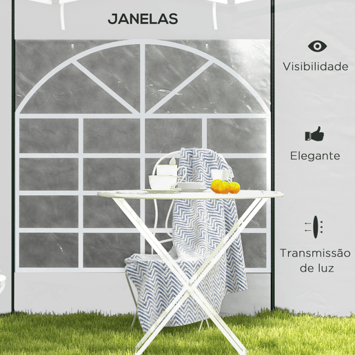 Outsunny 2 Paredes Laterais para Tendas de 3 x 3  3 x 6 m, 295x195 cm, Laterais de Reposição para Pavilhões em Tecido Oxford com Janela Enrolável e Porta com Fecho, para Festas, Branco