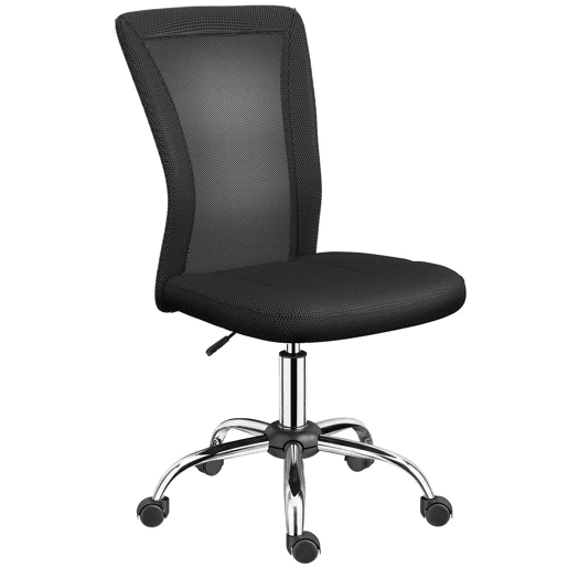 Vinsetto Cadeira de Escritório de Malha Cadeira de Escritório Giratória sem Apoio para os Braços com Altura Ajustável Carga Máxima 100 kg para Escritório Dormitório 43x58x90-100 cm Preto