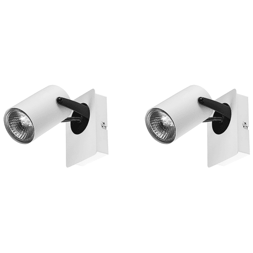 Conjunto de 2 candeeiros de foco KLIP Ajustável Metal Branco