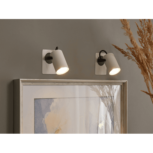 Conjunto de 2 candeeiros de foco KLIP Ajustável Metal Branco