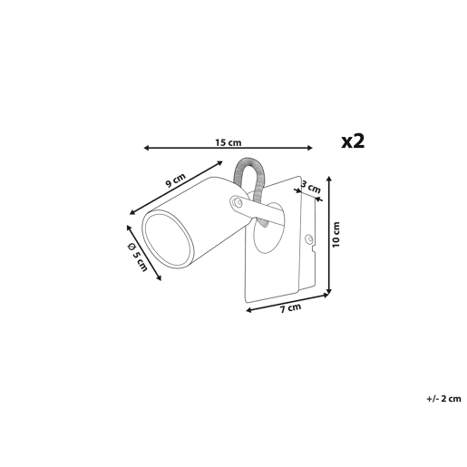 Conjunto de 2 candeeiros de foco KLIP Ajustável Metal Branco