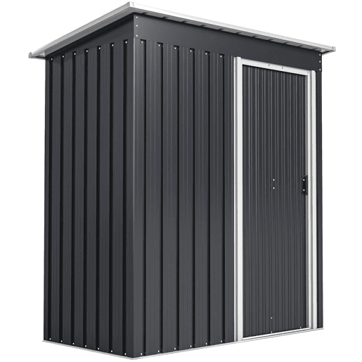 Outsunny Abrigo de Jardim Exterior 1,5 m² 163x89x182 cm Abrigo Metálico para Ferramentas com Porta de Correr e Teto Inclinado para Pátio Preto