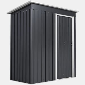 Outsunny Abrigo de Jardim Exterior 1,5 m² 163x89x182 cm Abrigo Metálico para Ferramentas com Porta de Correr e Teto Inclinado para Pátio Preto