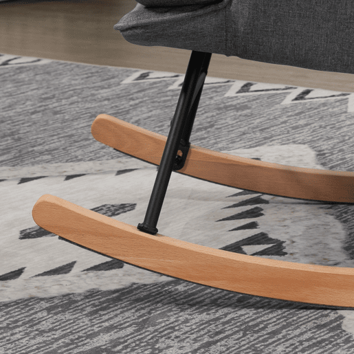 HOMCOM Conjunto de Poltrona Baloiço com Apoio para os Pés Poltrona Relax com Almofada Acolchoada e Anti-Tombo Carga 130 kg Sala de Estar Dormitório 64x89x90 cm Cinza