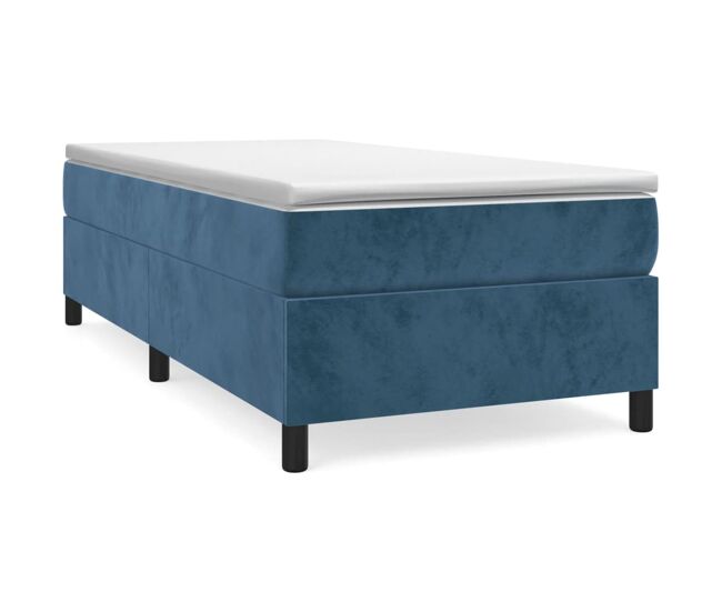 Cama box spring con colchón terciopelo azul oscuro 90x190 cm