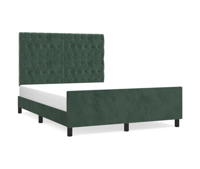 Estructura cama con cabecero terciopelo verde oscuro 140x200 cm diseño de botones