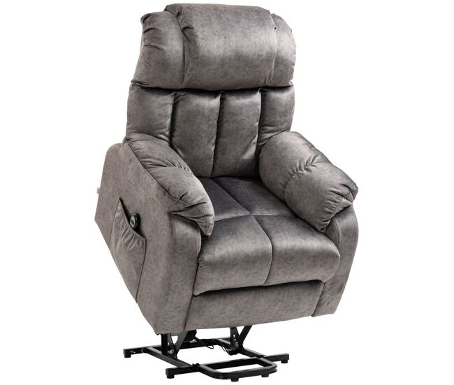 Homcom sillón relax levanta personas eléctrico silla elevadora eléctrica con reposapiés 2 bolsillos laterales mando a distancia y reclinación