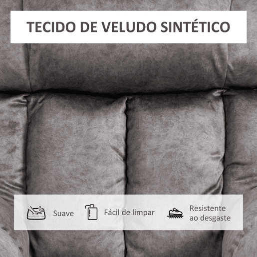 HOMCOM Poltrona Levanta Pessoas Estofada em Veludo com Reclinação Elétrica 135° Controlo Remoto Apoio para os Pés e 2 Bolsos Laterais 83x91x100 cm Cinza HOMCOM Poltrona Levanta Pessoas Estofada em Veludo com Reclinação Elétrica 135° Controlo Remoto Apoio para os Pés e 2 Bolsos Laterais 83x91x100 cm Cinza