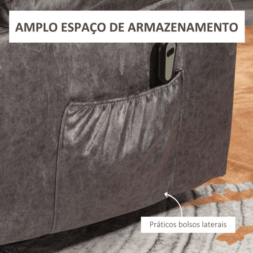HOMCOM Poltrona Levanta Pessoas Estofada em Veludo com Reclinação Elétrica 135° Controlo Remoto Apoio para os Pés e 2 Bolsos Laterais 83x91x100 cm Cinza HOMCOM Poltrona Levanta Pessoas Estofada em Veludo com Reclinação Elétrica 135° Controlo Remoto Apoio para os Pés e 2 Bolsos Laterais 83x91x100 cm Cinza