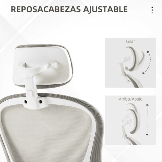Vinsetto Cadeira de Escritório Basculante Cadeira de Escritório Giratória com Encosto Alto Apoio para a Cabeça Ajustável Suporte Lombar Apoio para os Braços Dobrável e Altura Ajustável Carga 120 kg 62x64x112-120 cm Cinza