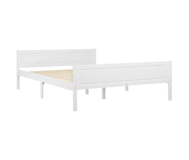 Estructura de cama de madera maciza de pino blanca 160x200 cm