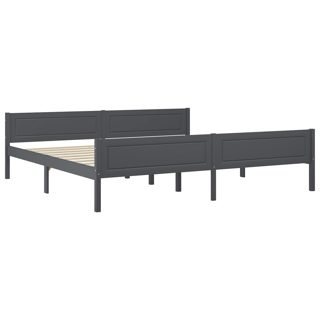 estructura de cama de madera maciza de pino gris 200x200 cm
