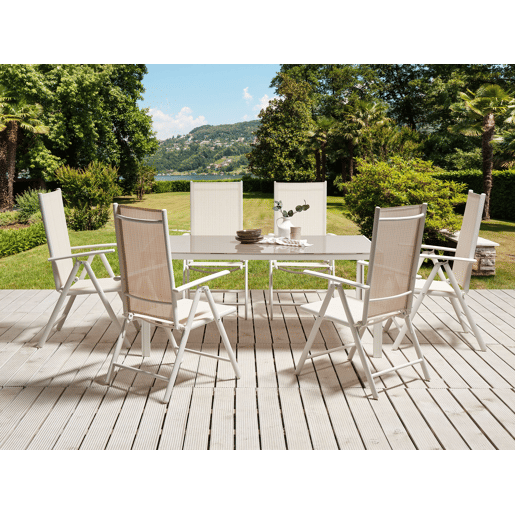 Conjunto de 6 cadeiras de jardim CATANIA Metal Creme