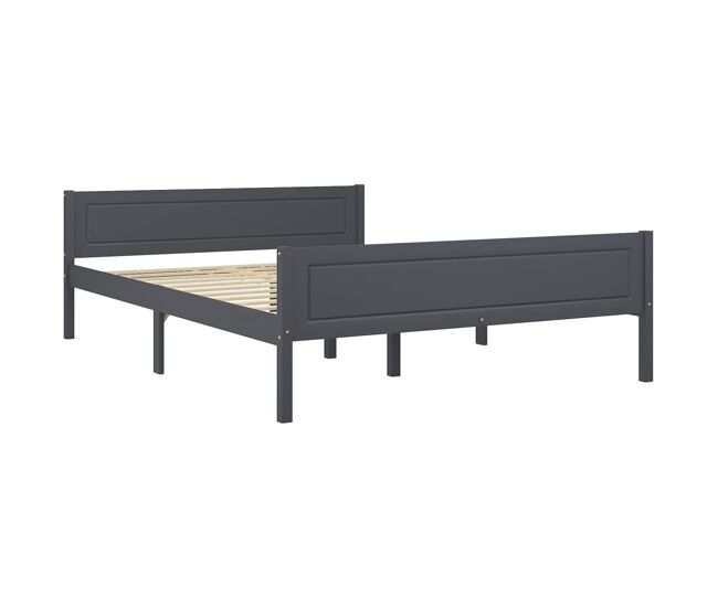 Estructura de cama de madera maciza de pino gris 140x200 cm