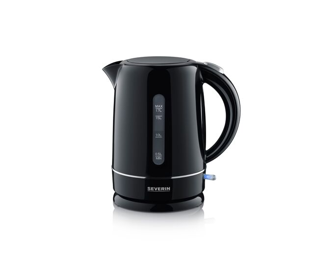 Severin - hervidor de agua, capacidad 1.7 l, potencia 2.200 w, filtro para cal extraíble y lavable, negro wk 4322