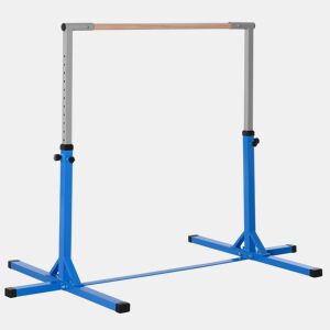 HOMCOM Barra de Ginástica para Crianças acima de 3 Anos Barra de Treino com Altura Ajustável 92-150 cm Barra Horizontal de Ginástica Carga 75 kg 194x121x150 cm Azul