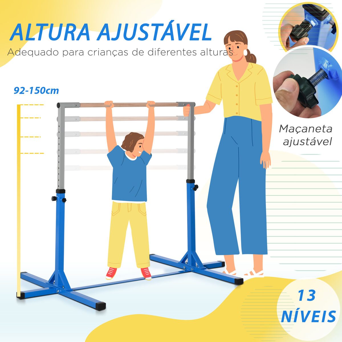Sbarra da Ginnastica Homcom per Bambini dai 3 Anni in Su Sbarra da Ginnastica Homcom per Bambini dai 3 Anni in Su