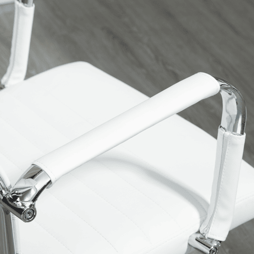 Vinsetto Cadeira de Escritório Ergonómica Giratória 360° Basculante com Altura Ajustável Rodas e Apoio para os Braços Estofada Pele Sintética 54x62x104-114 cm Branco